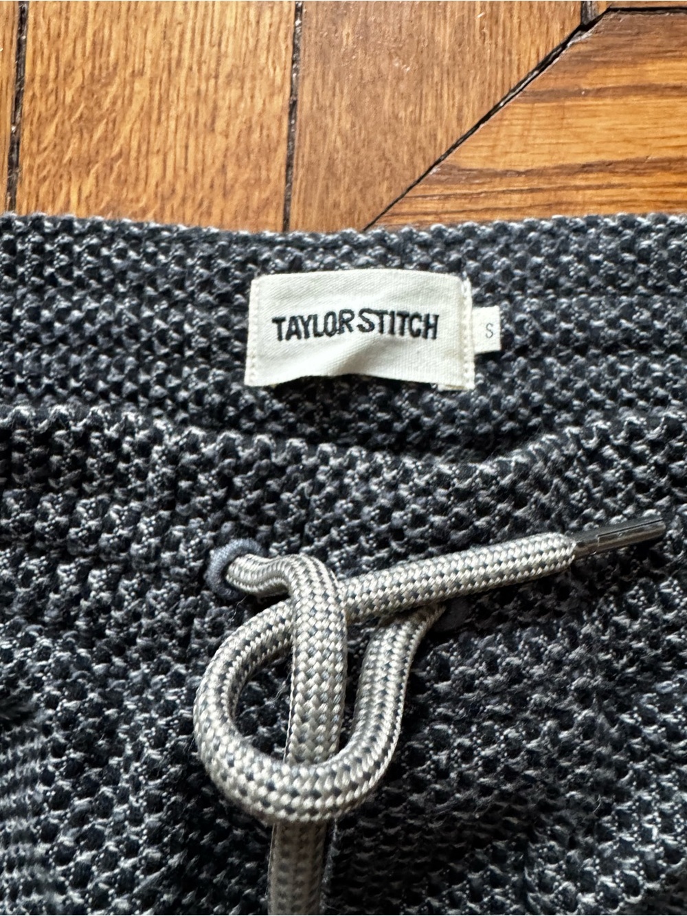 Taylor Stitch Apres Pant Black Sashiko Knit Drawstring Pants - Charcoal Gray